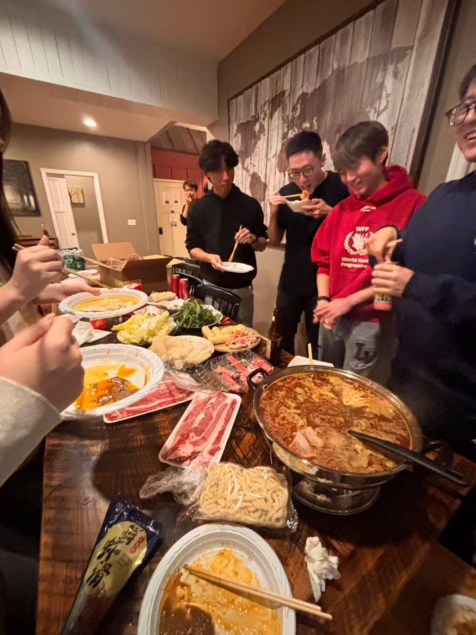 Members sharing a meal during retreat