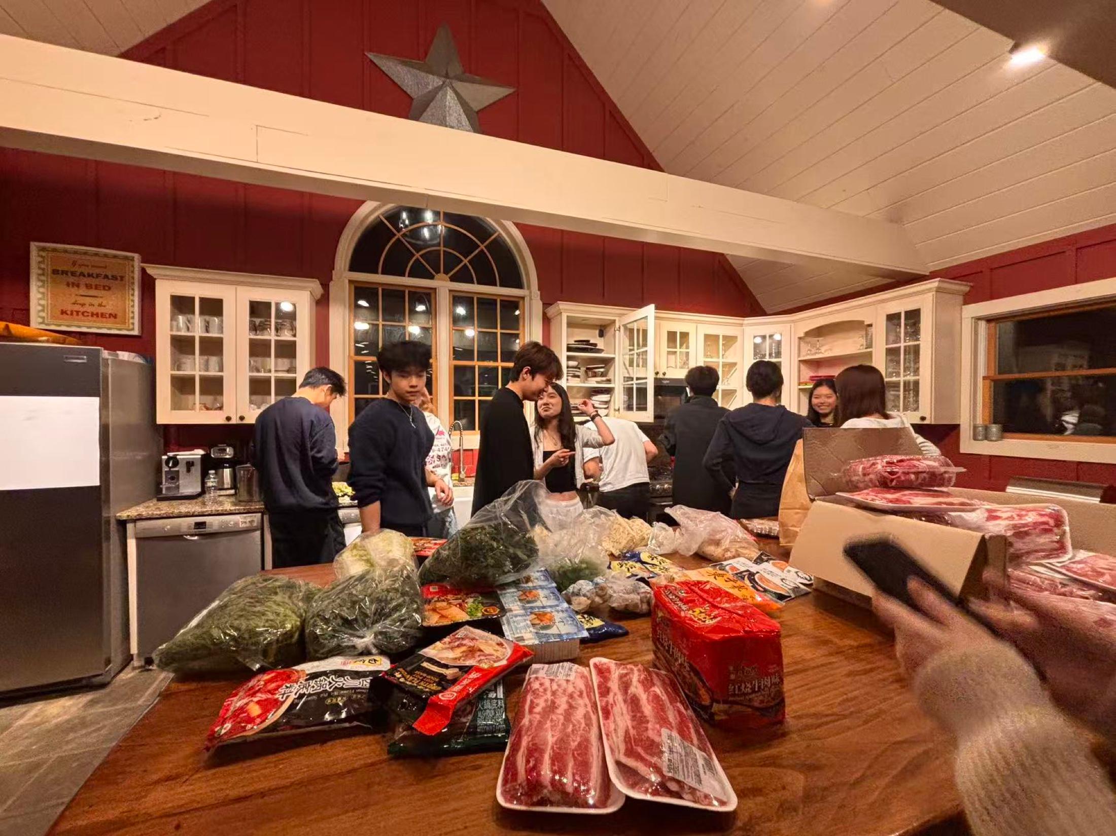 Retreat dinner setup inside the lakehouse